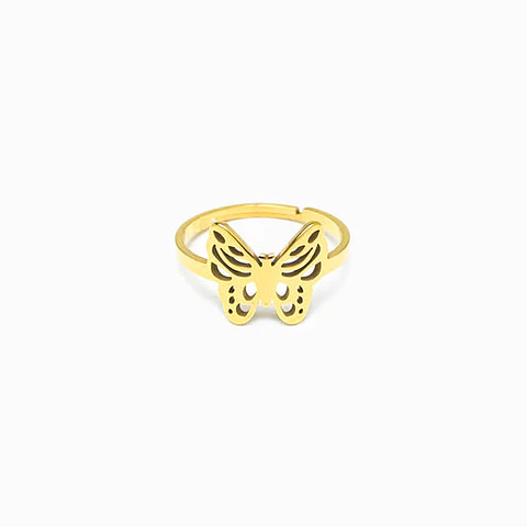 Bague Papillon en Acier Inoxydable, Élégante