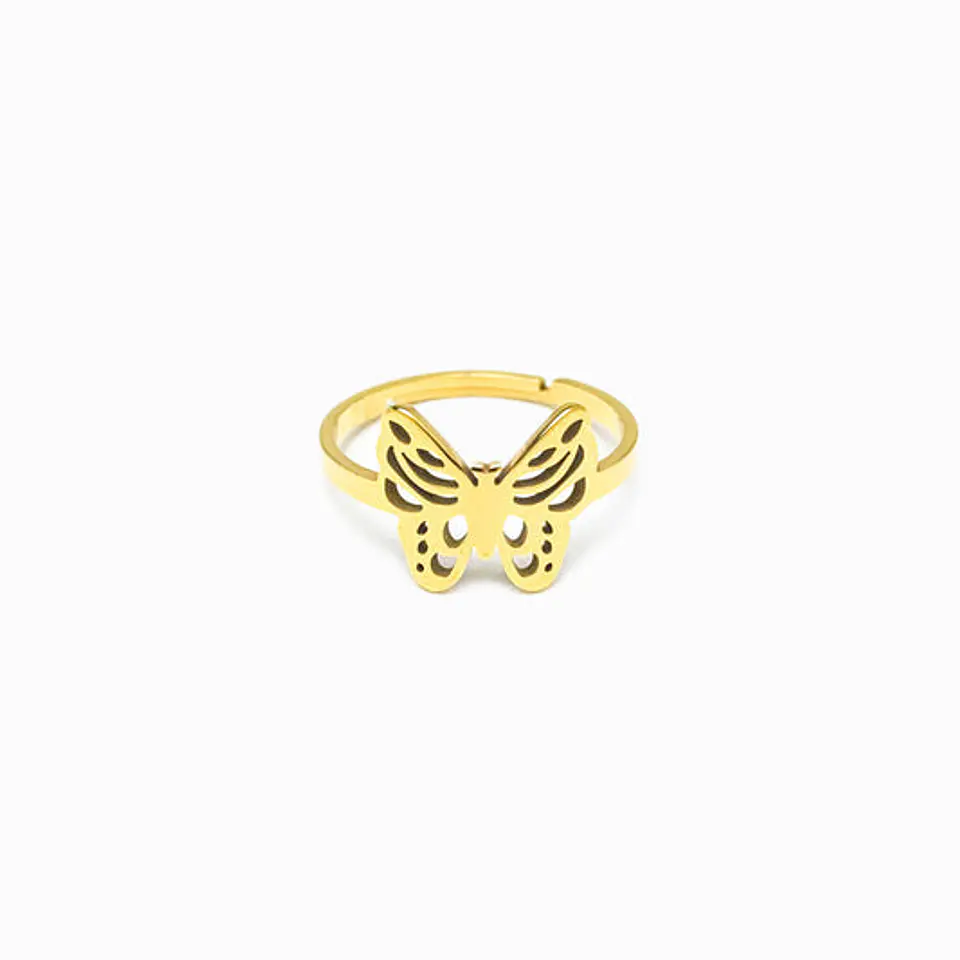 Bague Papillon en Acier Inoxydable, Élégante 1