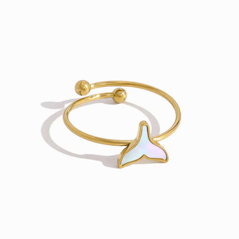 Bague Queue de Sirène Nacre Belle en Acier Inoxydable 1