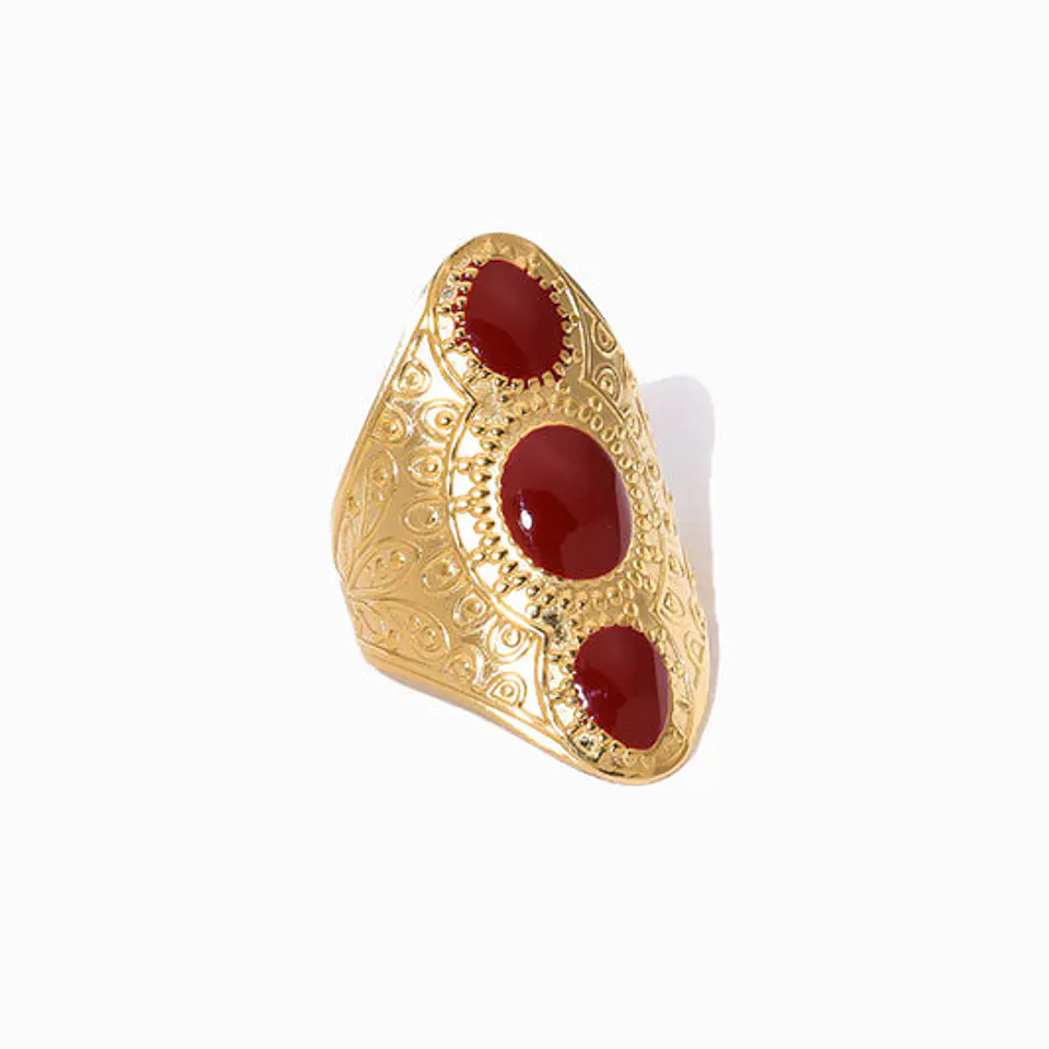 Bague Émail Vintage Belle en Acier Inoxydable 1
