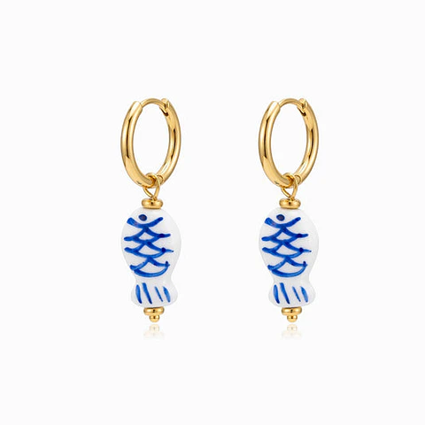 Boucles d'Oreilles Sardine Été en Acier, Élégante
