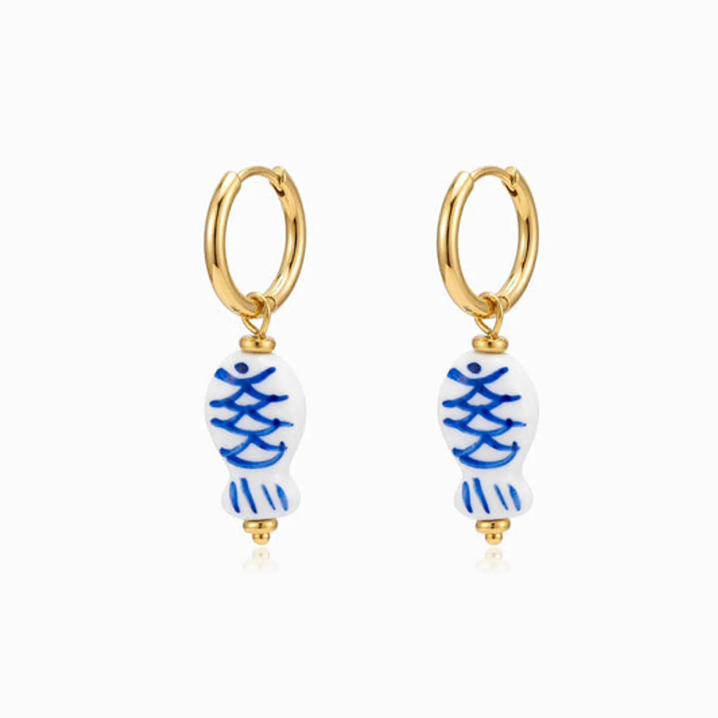 Boucles d'Oreilles Sardine Été en Acier, Élégante 1