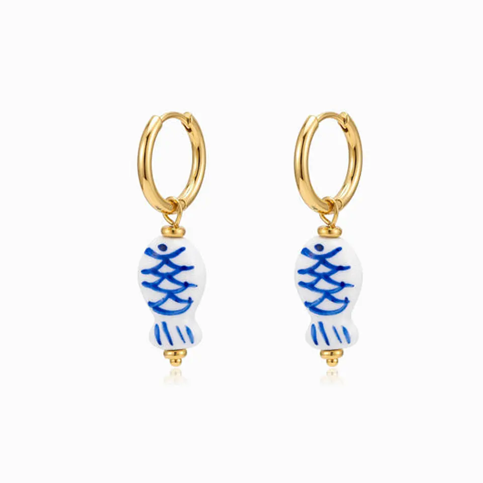 Boucles d'Oreilles Sardine Été en Acier, Élégante 1