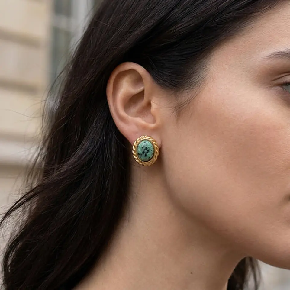 Boucles d'Oreilles Vintage en Acier, Élégante 16x14mm 1