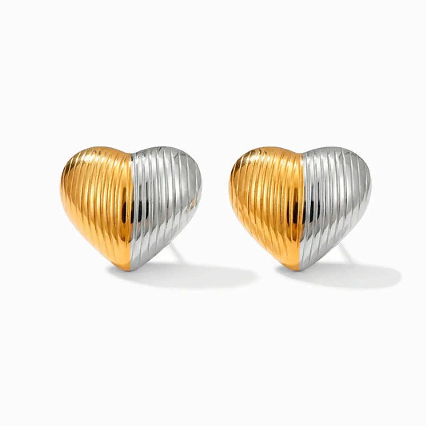 Boucles d'Oreilles Affirmée Géométrique Bicolore – Acier 1