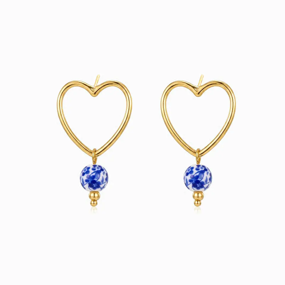 Boucles d'Oreilles Raffinée Cœur – Acier 32x20mm 1