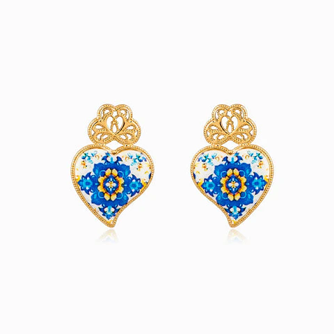 Boucles d'Oreilles Étincelante Cœur de Viana – Acier
