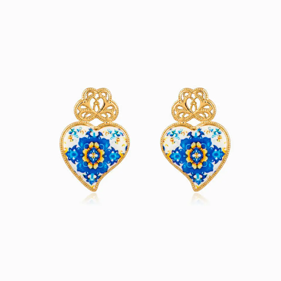 Boucles d'Oreilles Étincelante Cœur de Viana – Acier 1