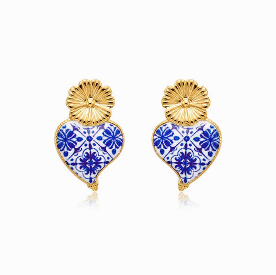 Boucles d'Oreilles Cœur de Viana en Acier, Intemporelle 1
