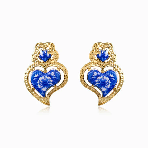 Boucles d'Oreilles Épurée Cœur de Viana – Acier 30x21mm
