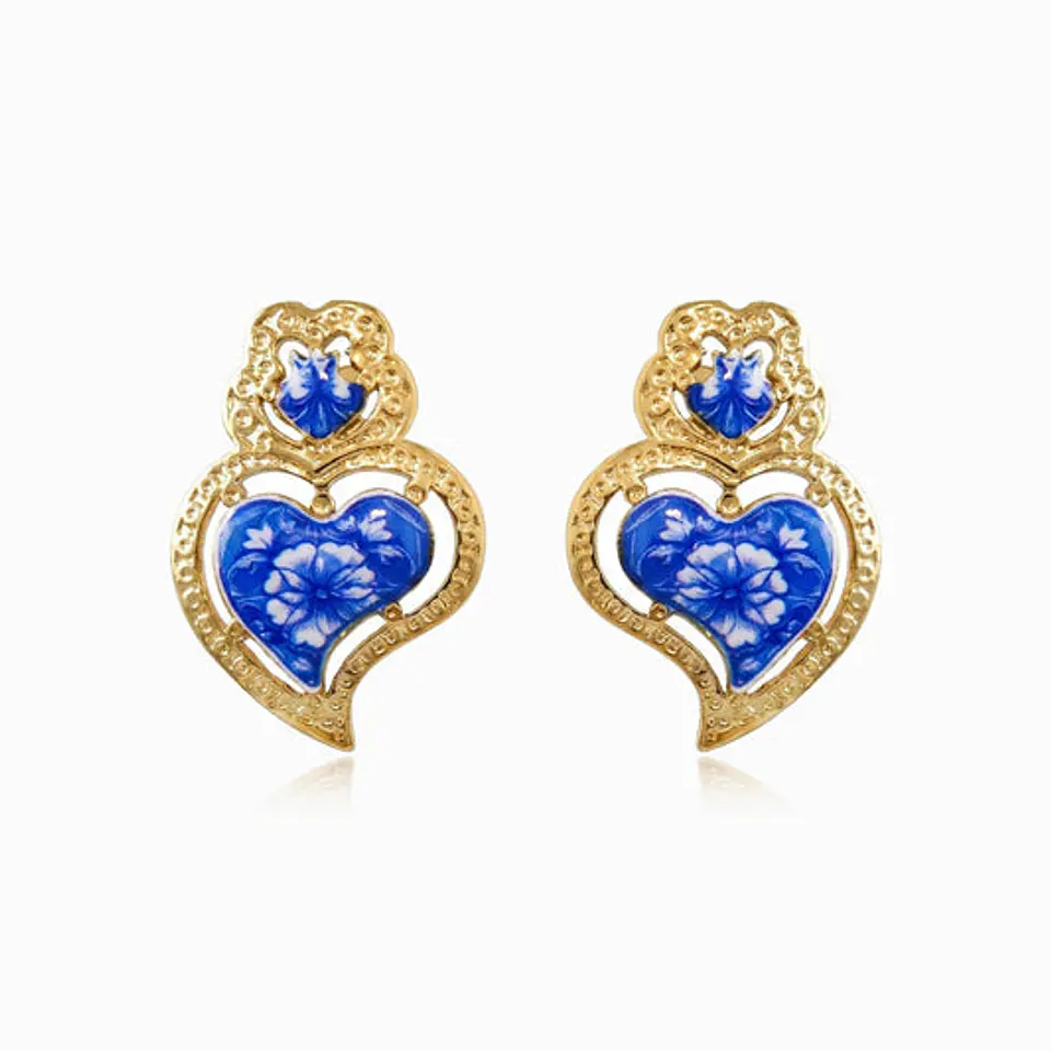 Boucles d'Oreilles Épurée Cœur de Viana – Acier 30x21mm 1