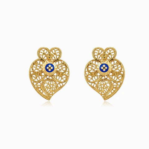 Boucles d'Oreilles Cœur de Viana en Acier, Polie 30x22mm