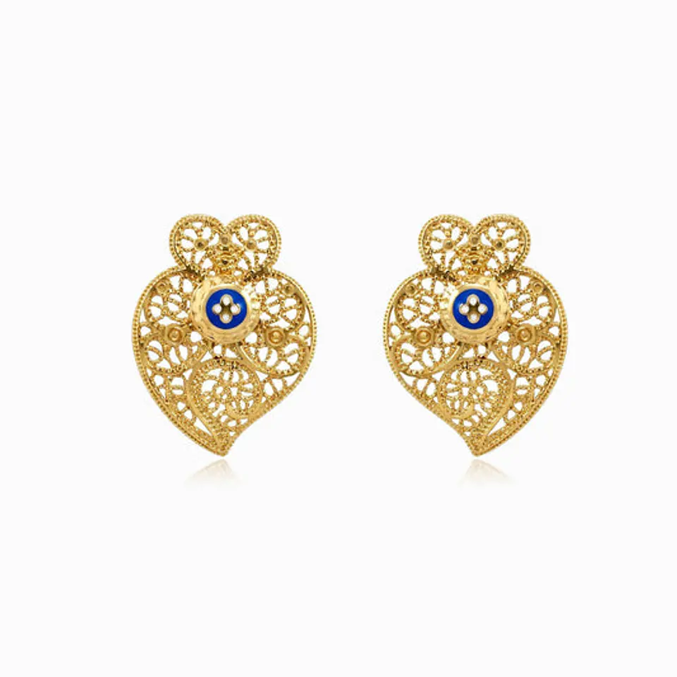 Boucles d'Oreilles Cœur de Viana en Acier, Polie 30x22mm 1