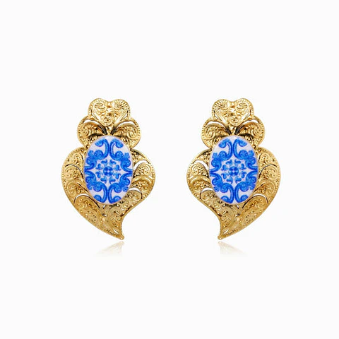 Boucles d'Oreilles Mate en Acier – Cœur de Viana 31x20mm