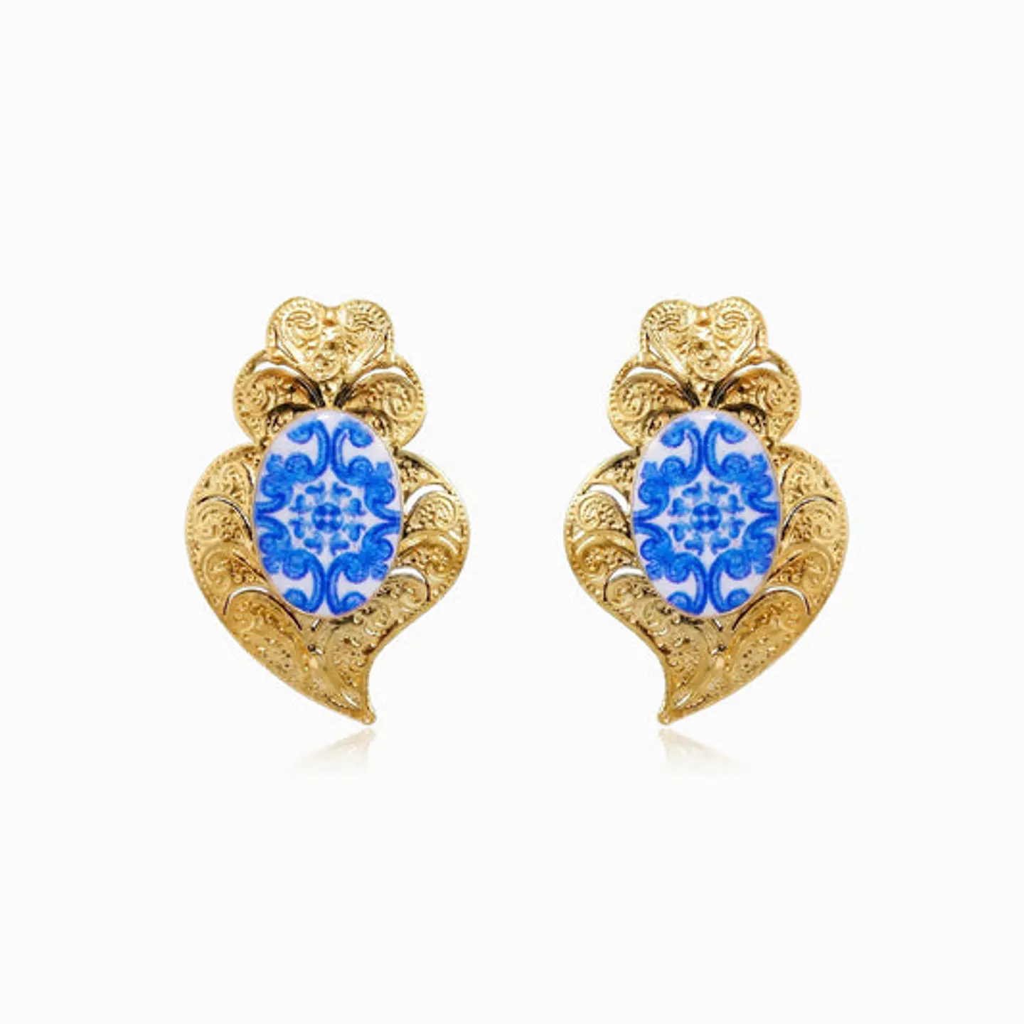 Boucles d'Oreilles Mate en Acier – Cœur de Viana 31x20mm 1
