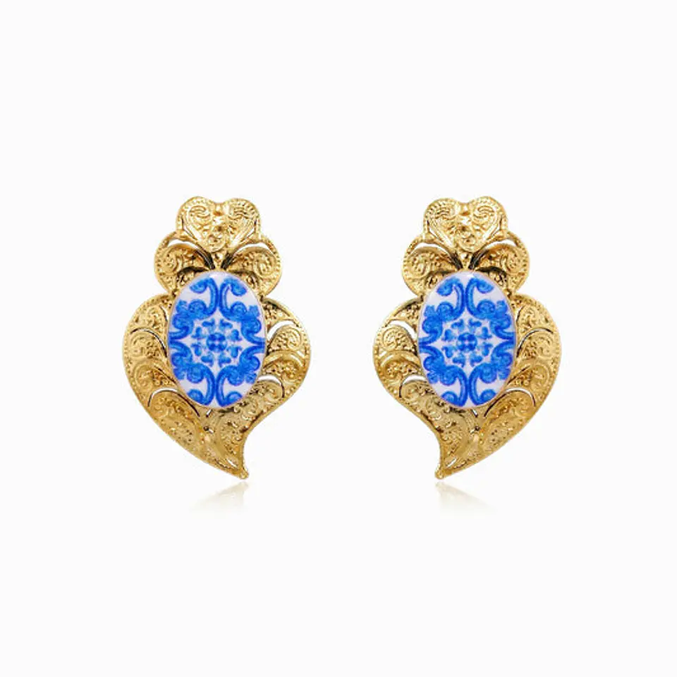 Boucles d'Oreilles Mate en Acier – Cœur de Viana 31x20mm 1