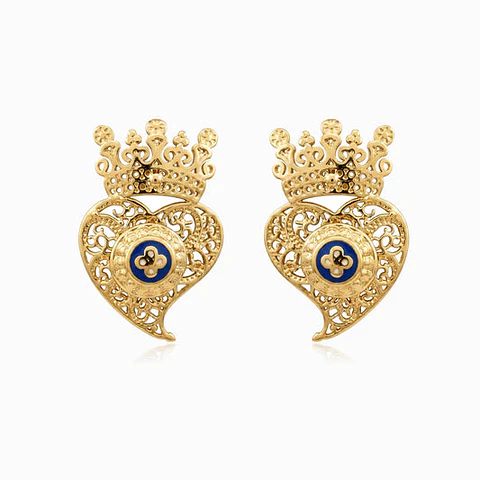 Boucles d'Oreilles Audacieuse Cœur de Viana – Acier 35x23mm