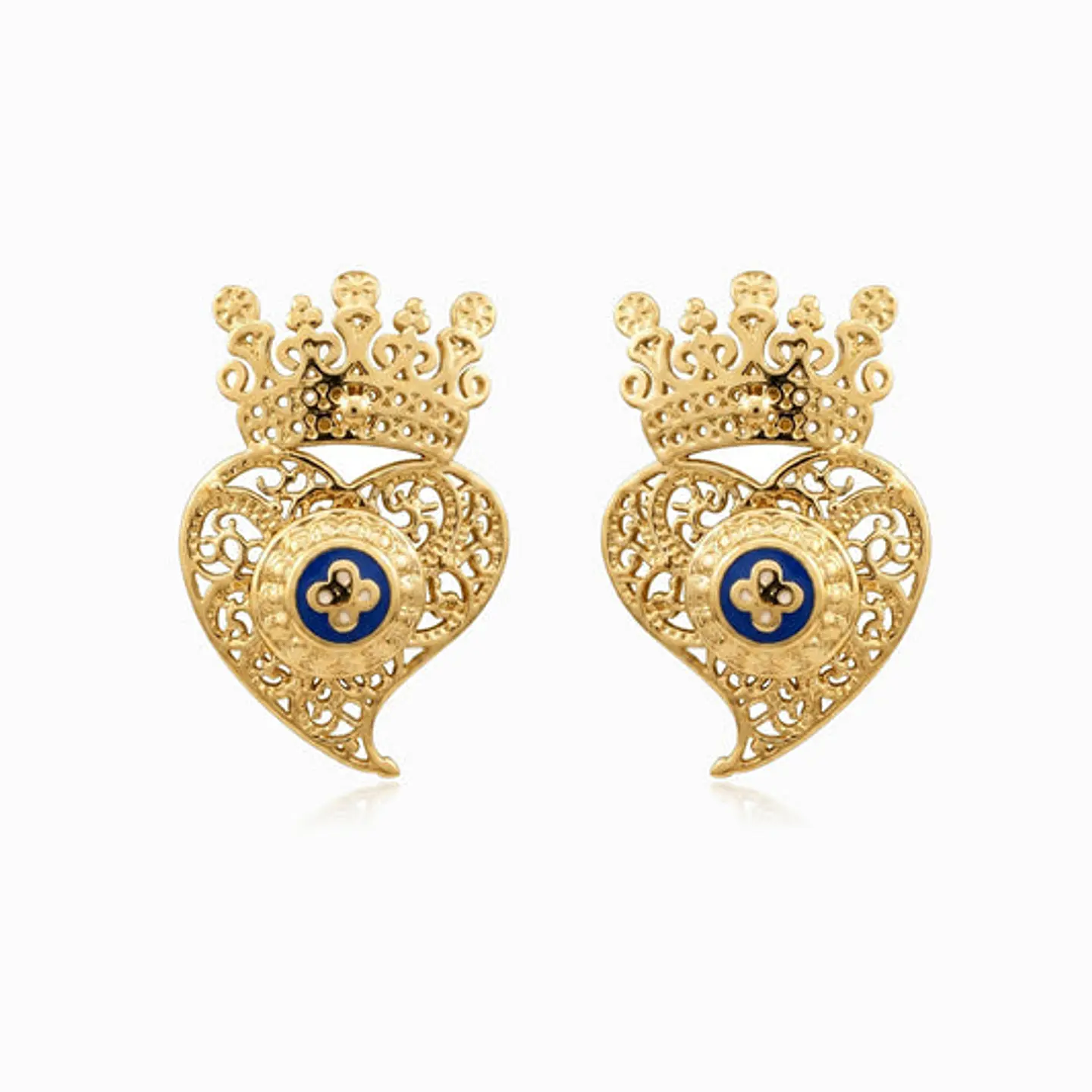 Boucles d'Oreilles Audacieuse Cœur de Viana – Acier 35x23mm 1