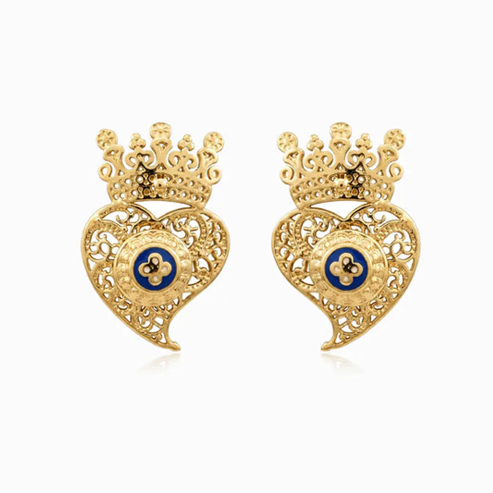 Boucles d'Oreilles Audacieuse Cœur de Viana – Acier 35x23mm 1