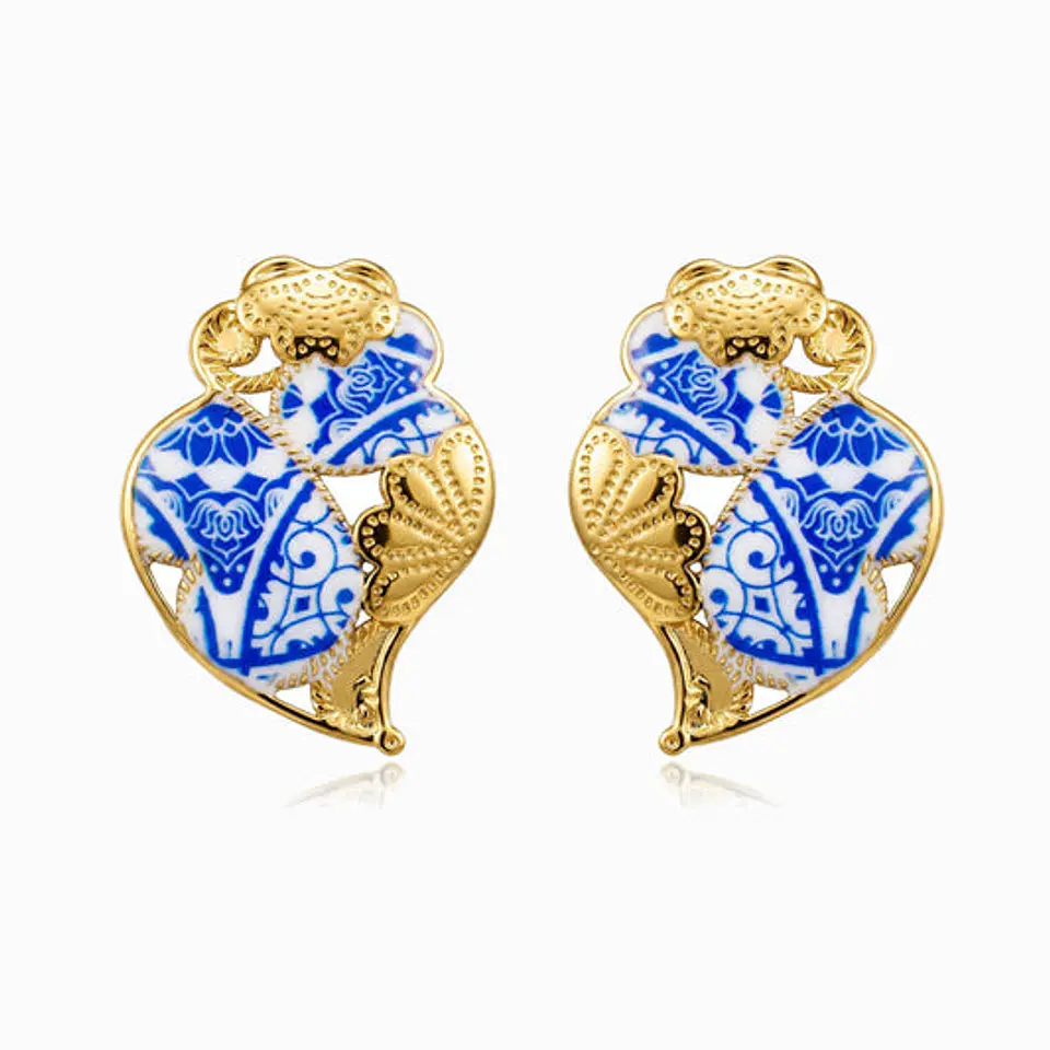 Boucles d'Oreilles Cœur de Viana en Acier, Minimaliste 1
