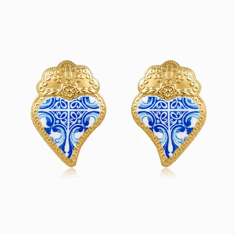 Boucles d'Oreilles Cœur de Viana en Acier, Royale
