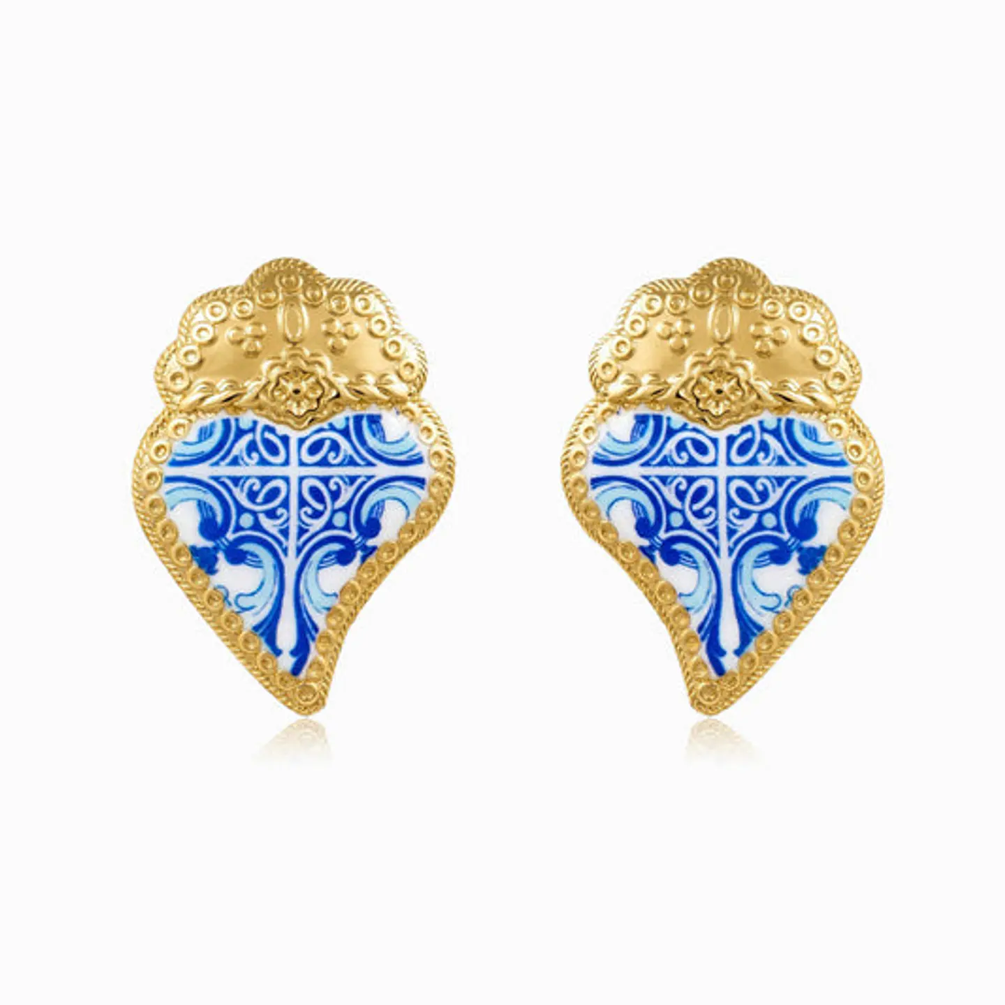 Boucles d'Oreilles Cœur de Viana en Acier, Royale 1