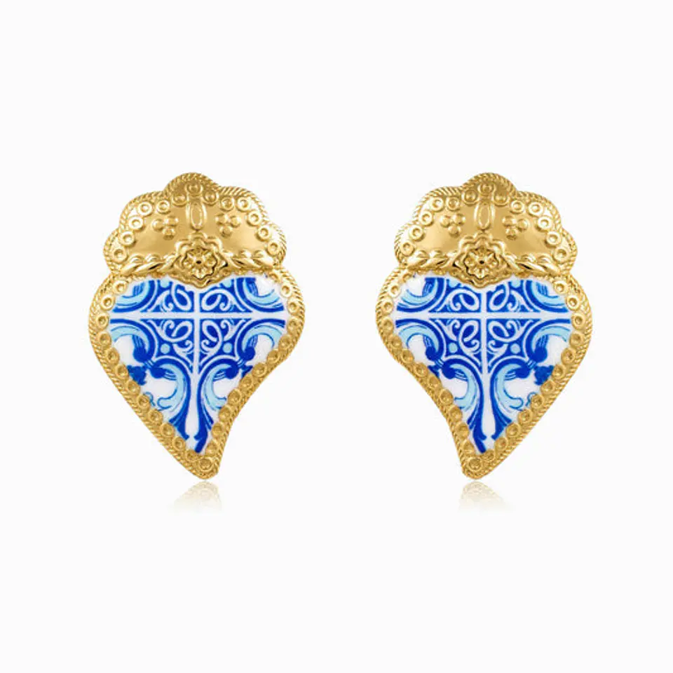 Boucles d'Oreilles Cœur de Viana en Acier, Royale 1