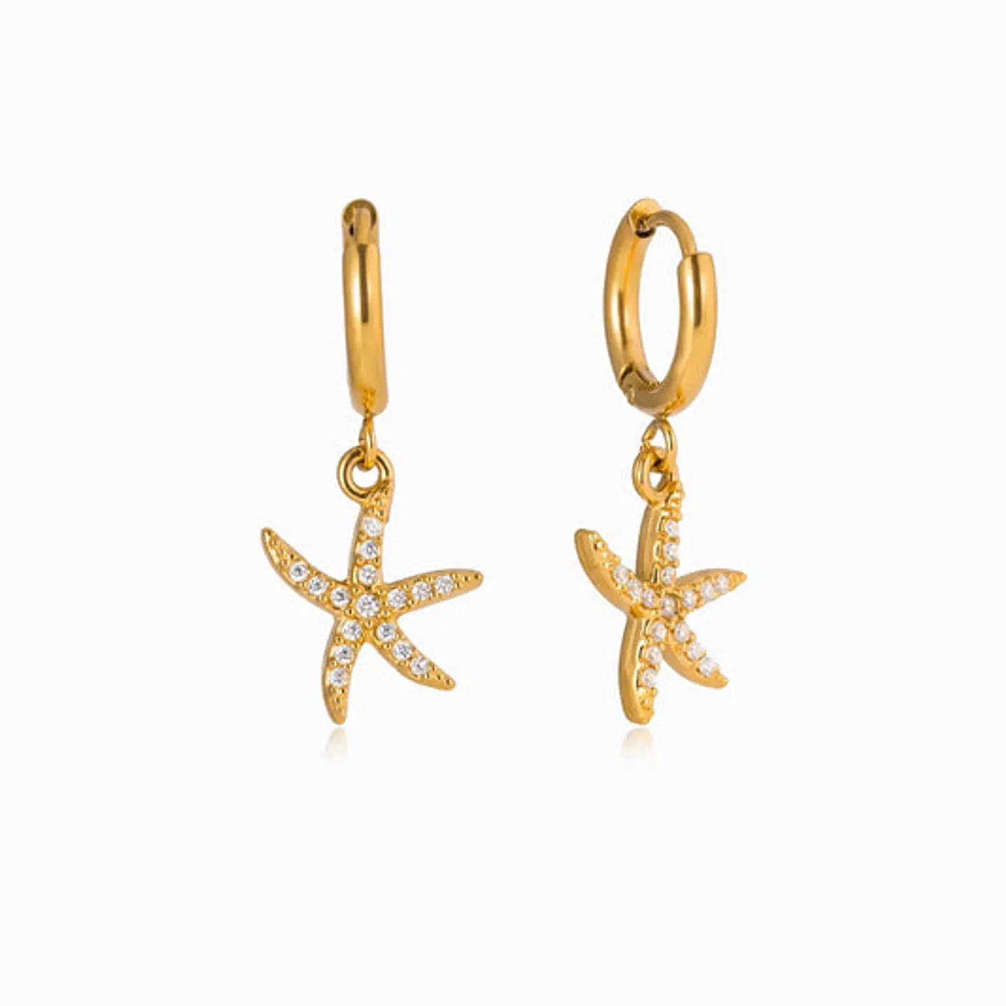 Boucles d'Oreilles Étincelante Étoile de Mer – Acier 1