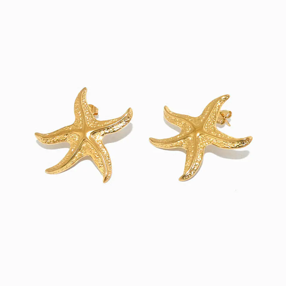 Boucles d'Oreilles Étoile de Mer en Acier, Élégante 1