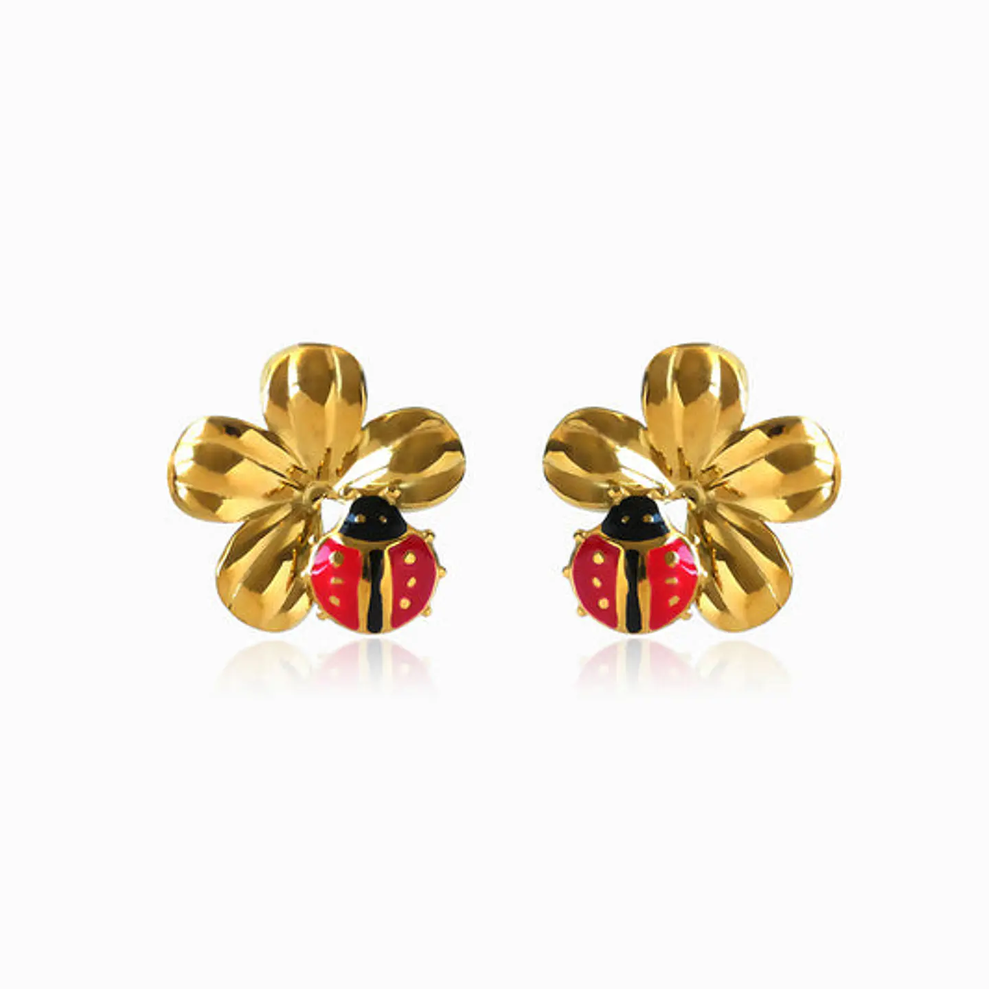 Boucles d'Oreilles Fleur Belle en Acier 1