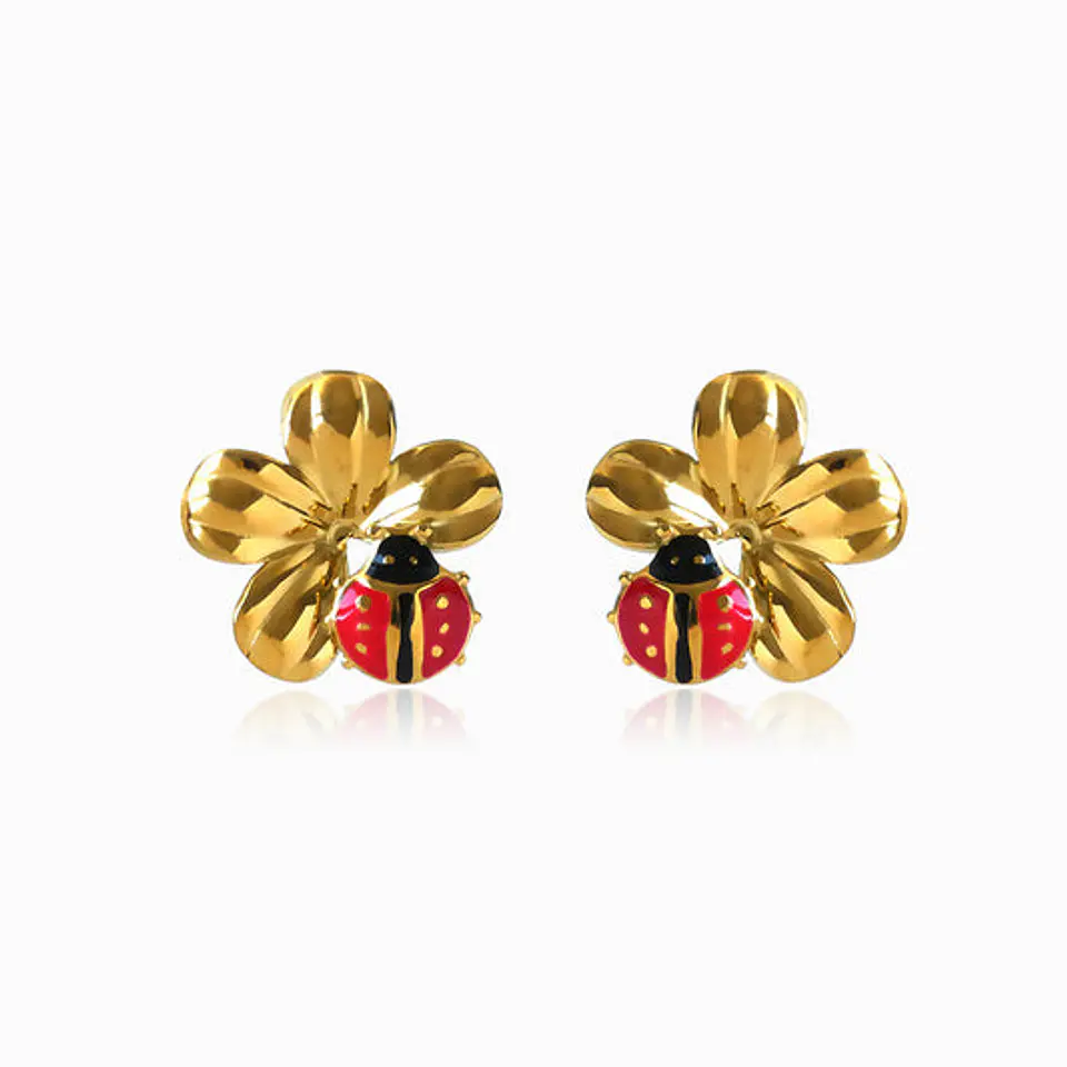 Boucles d'Oreilles Fleur Belle en Acier 1