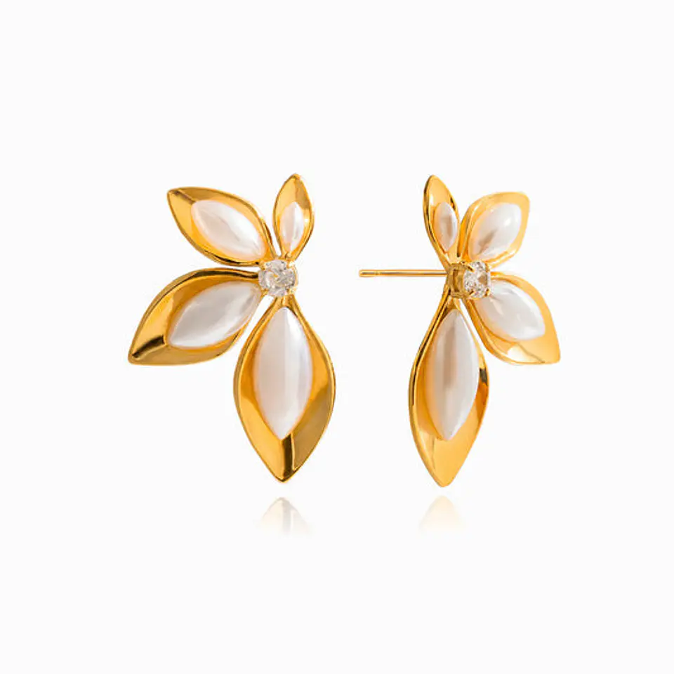 Boucles d'Oreilles Étincelante Fleur – Acier 1