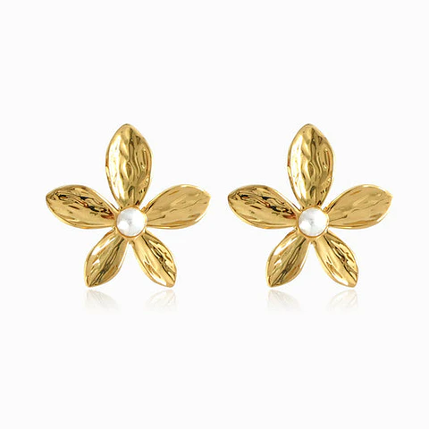 Boucles d'Oreilles Fleur en Acier, Élégante