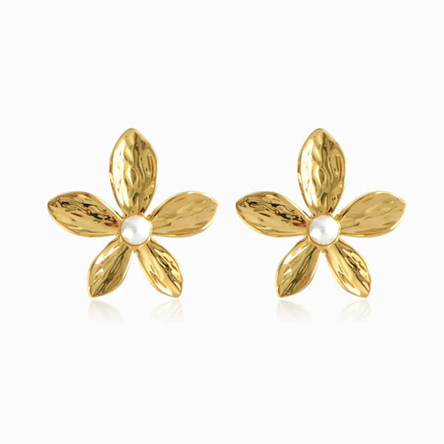 Boucles d'Oreilles Fleur en Acier, Élégante 1