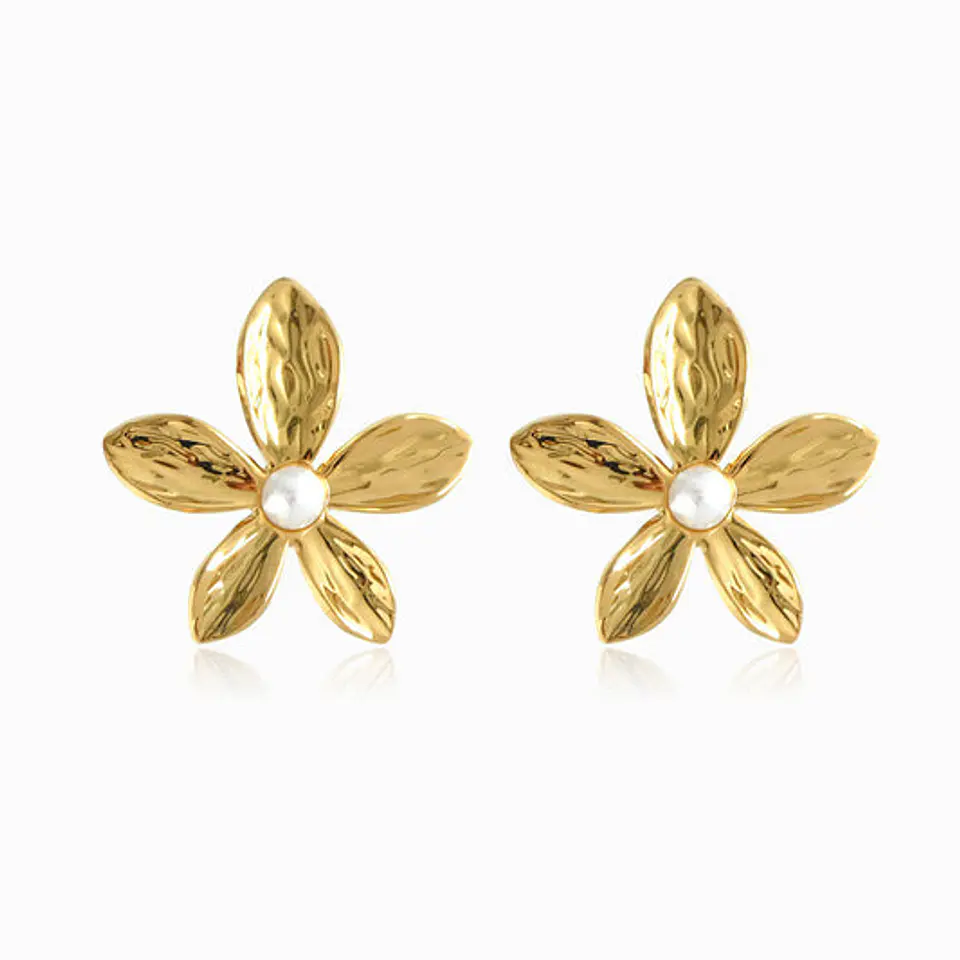 Boucles d'Oreilles Fleur en Acier, Élégante 1