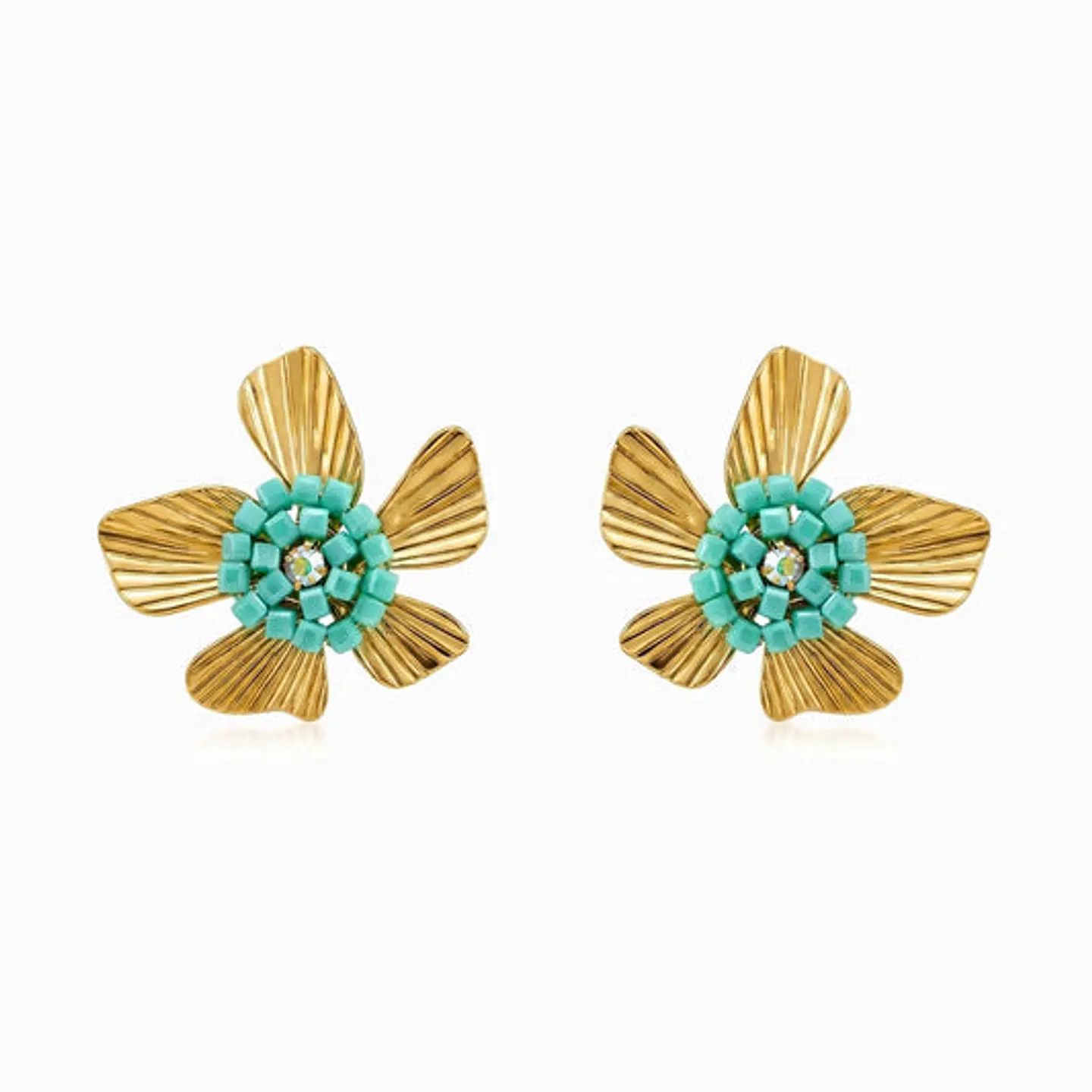 Boucles d'Oreilles Fleur en Cristal Belle en Acier 33x33mm 1