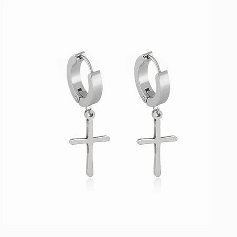 Boucles d'Oreilles Croix Belle en Acier