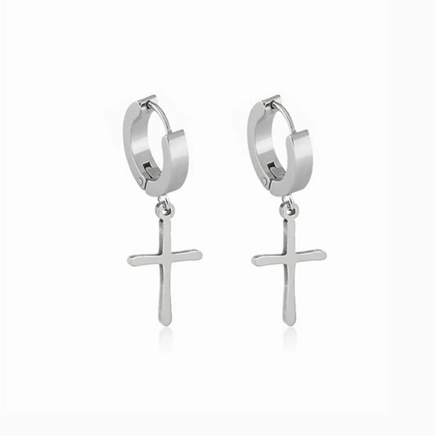 Boucles d'Oreilles Croix Belle en Acier 1