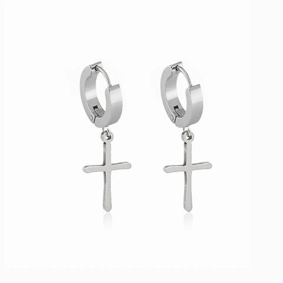 Boucles d'Oreilles Croix Belle en Acier 1