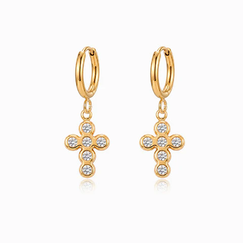 Boucles d'Oreilles Étincelante Croix – Acier