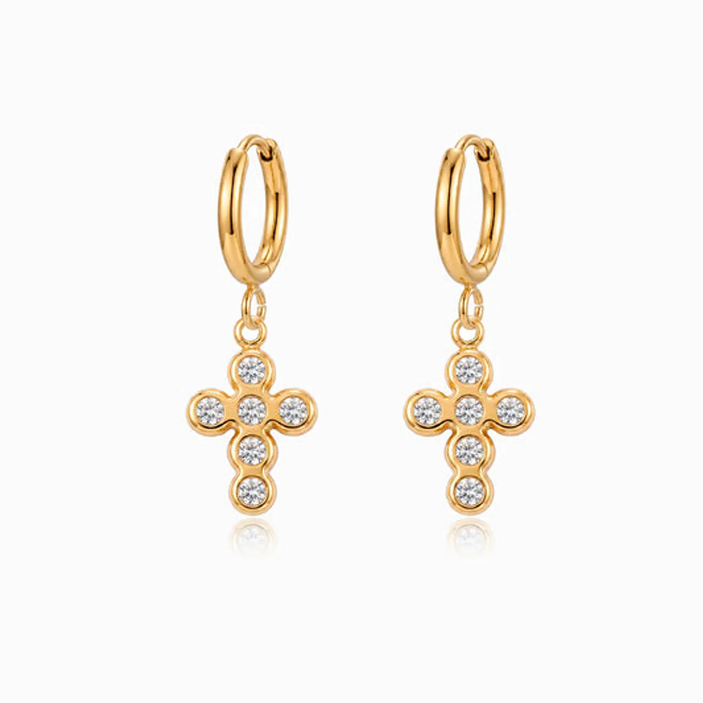 Boucles d'Oreilles Étincelante Croix – Acier 1