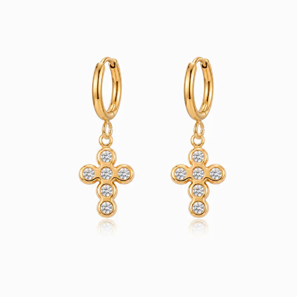Boucles d'Oreilles Étincelante Croix – Acier 1