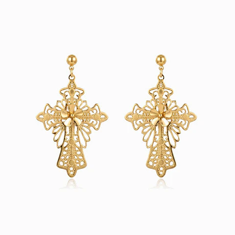 Boucles d'Oreilles Chic en Acier – Croix