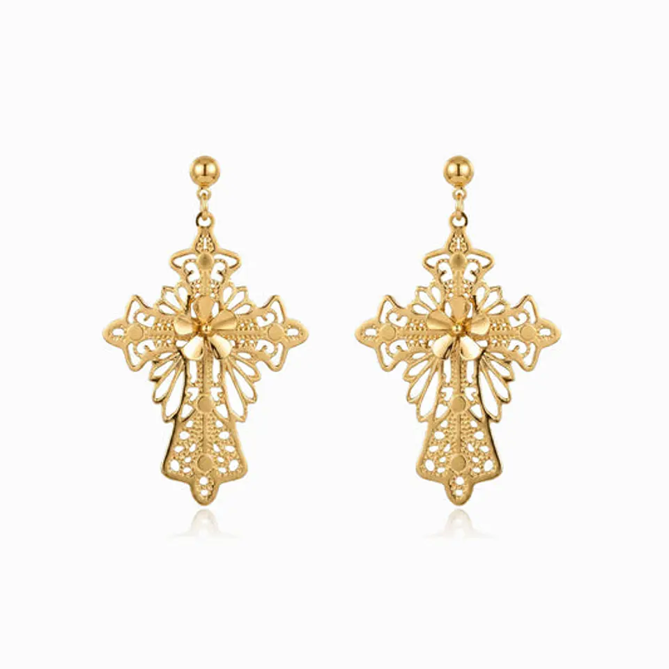 Boucles d'Oreilles Chic en Acier – Croix 1