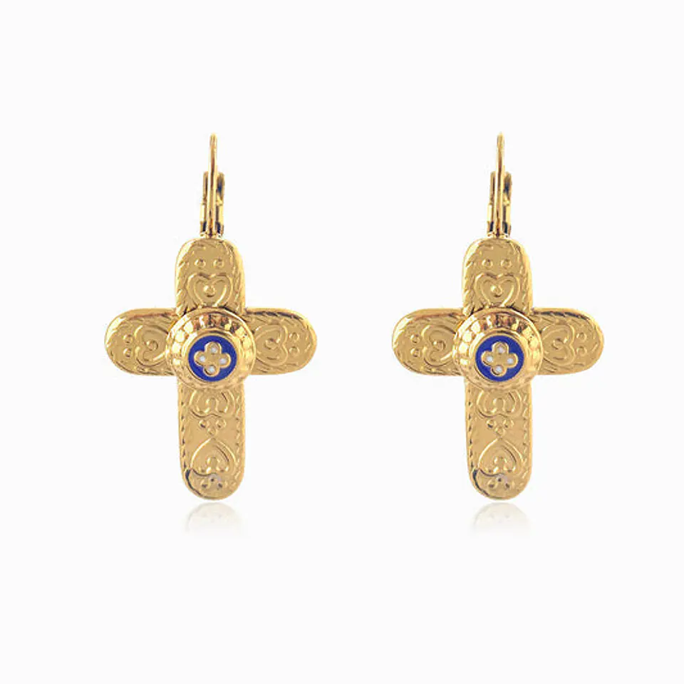 Boucles d'Oreilles Croix Juvénile en Acier 1