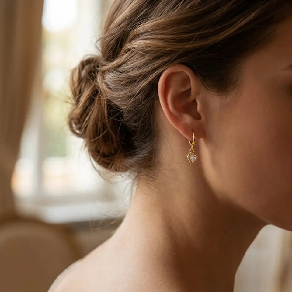 Boucles d'Oreilles Créole Cœur Belle en Acier 1