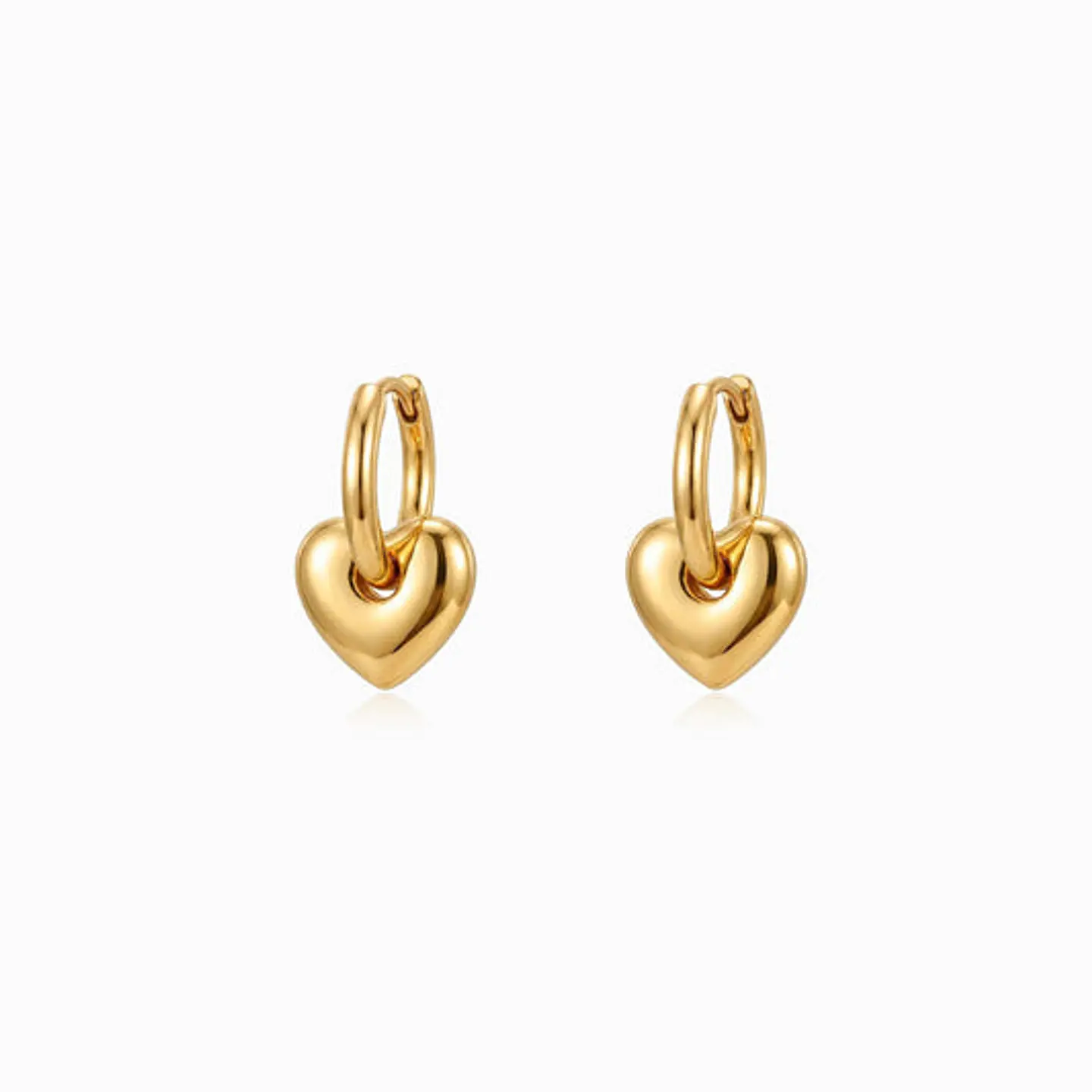 Boucles d'Oreilles Étincelante Créole Cœur – Acier 1
