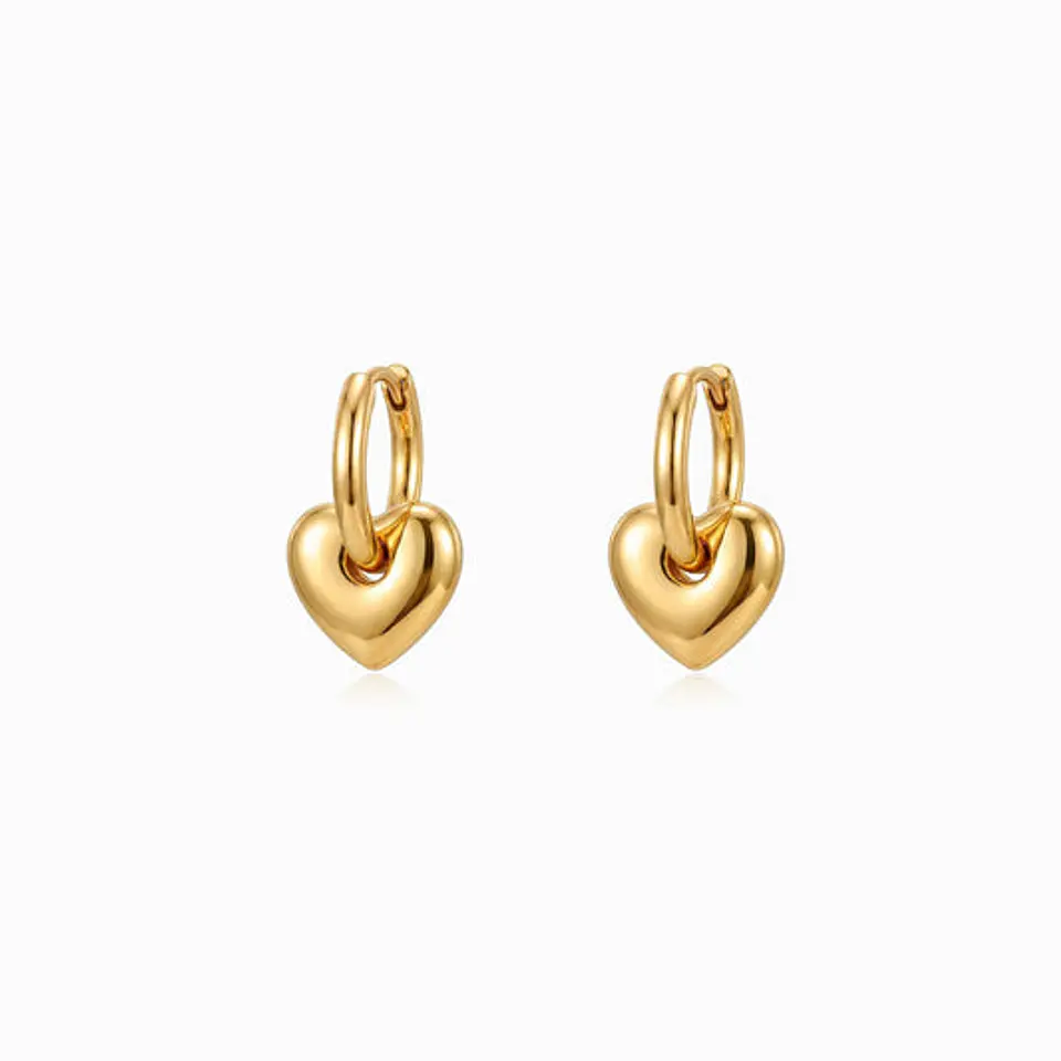 Boucles d'Oreilles Étincelante Créole Cœur – Acier 1