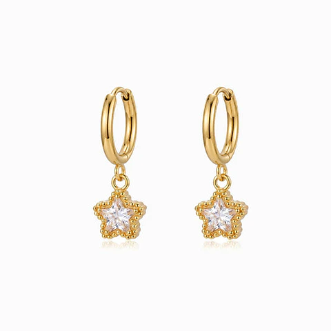 Boucles d'Oreilles Créole Étoile Belle en Acier