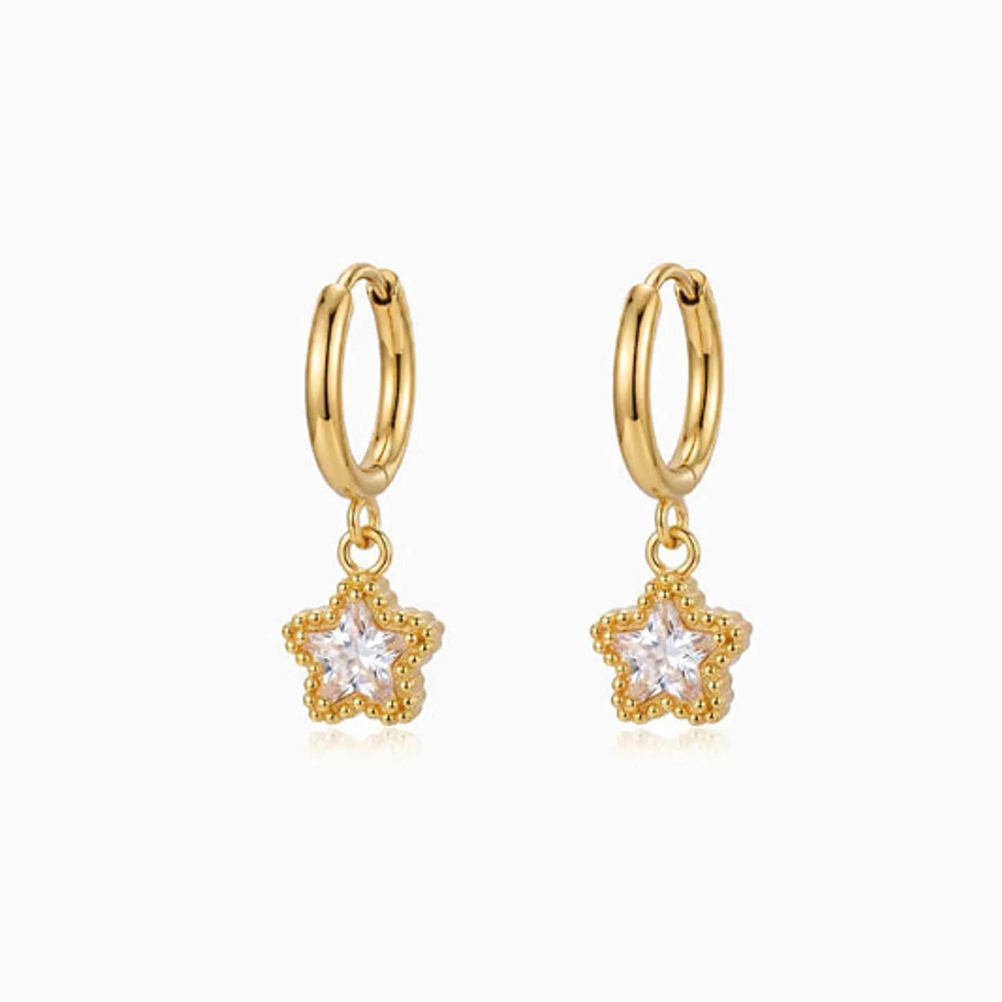 Boucles d'Oreilles Créole Étoile Belle en Acier 1